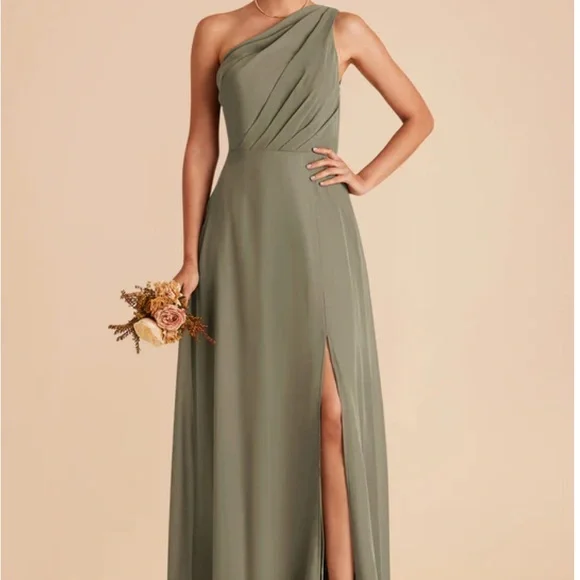 Birdy Grey | Dresses | Birdy Grey Green One Shoulder Wrap Gown | Poshmark